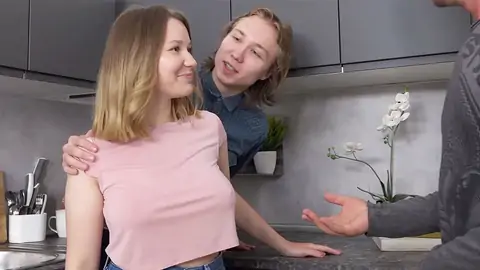 Cute blonde girl is cheating on her bf for some cash