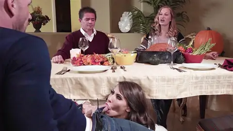 Madison Ivy giving a blowjob under the table